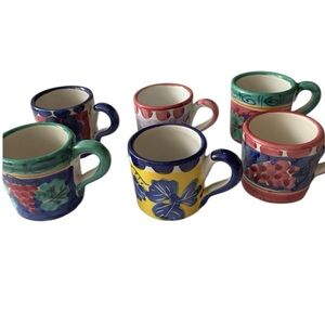 Set/6 Italian Clay Ceramic Handmade Espresso Cups